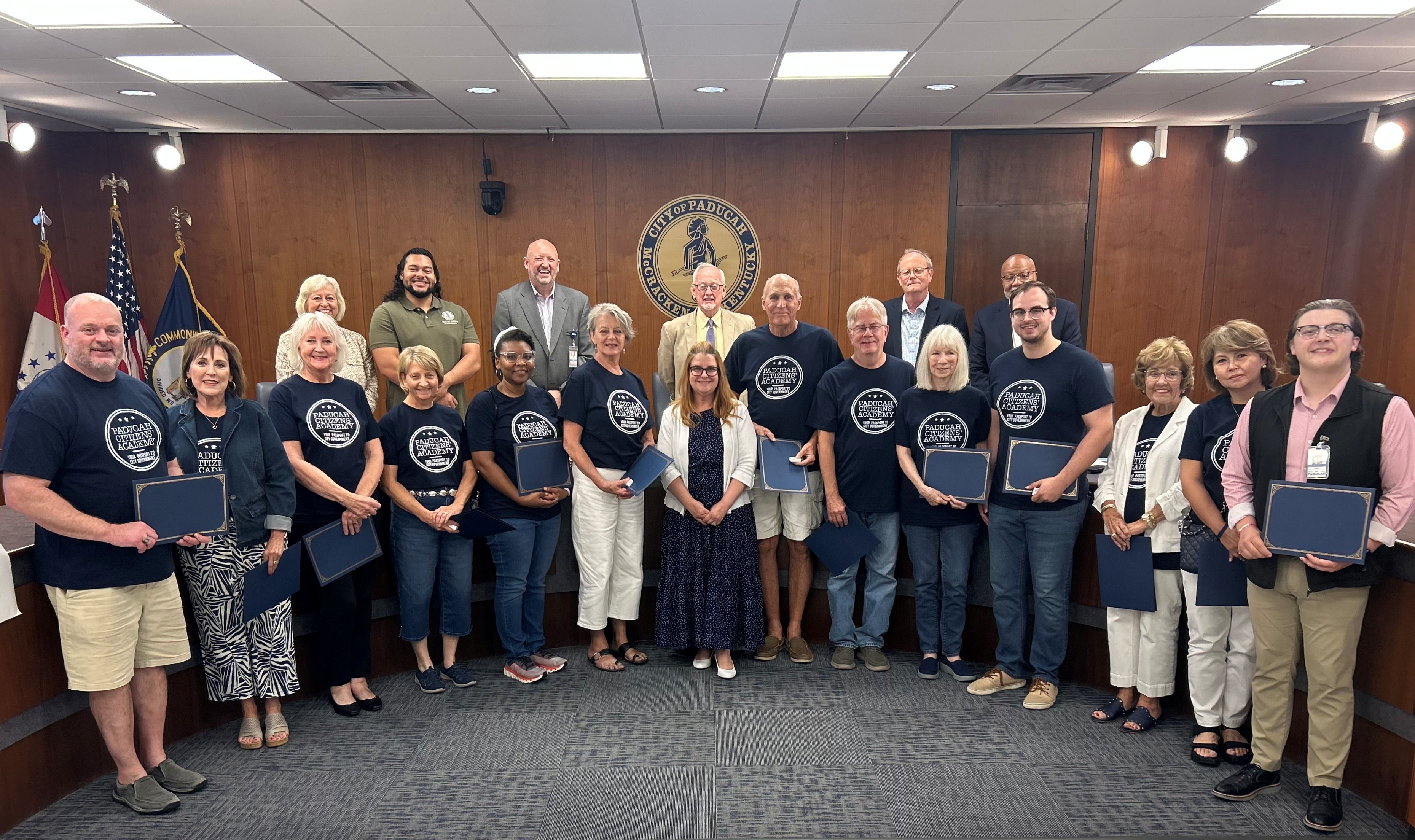 graduates of Paducah Citizens' Academy pictured with members of the Board, City Manager, and City staff