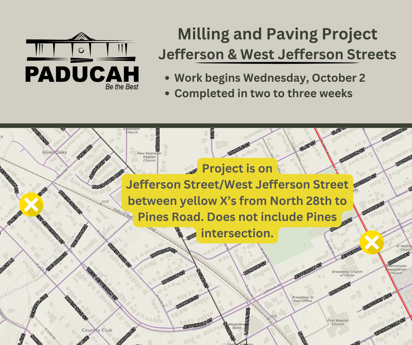 map for Jefferson Street paving project